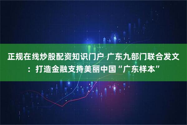正规在线炒股配资知识门户 广东九部门联合发文：打造金融支持美丽中国“广东样本”